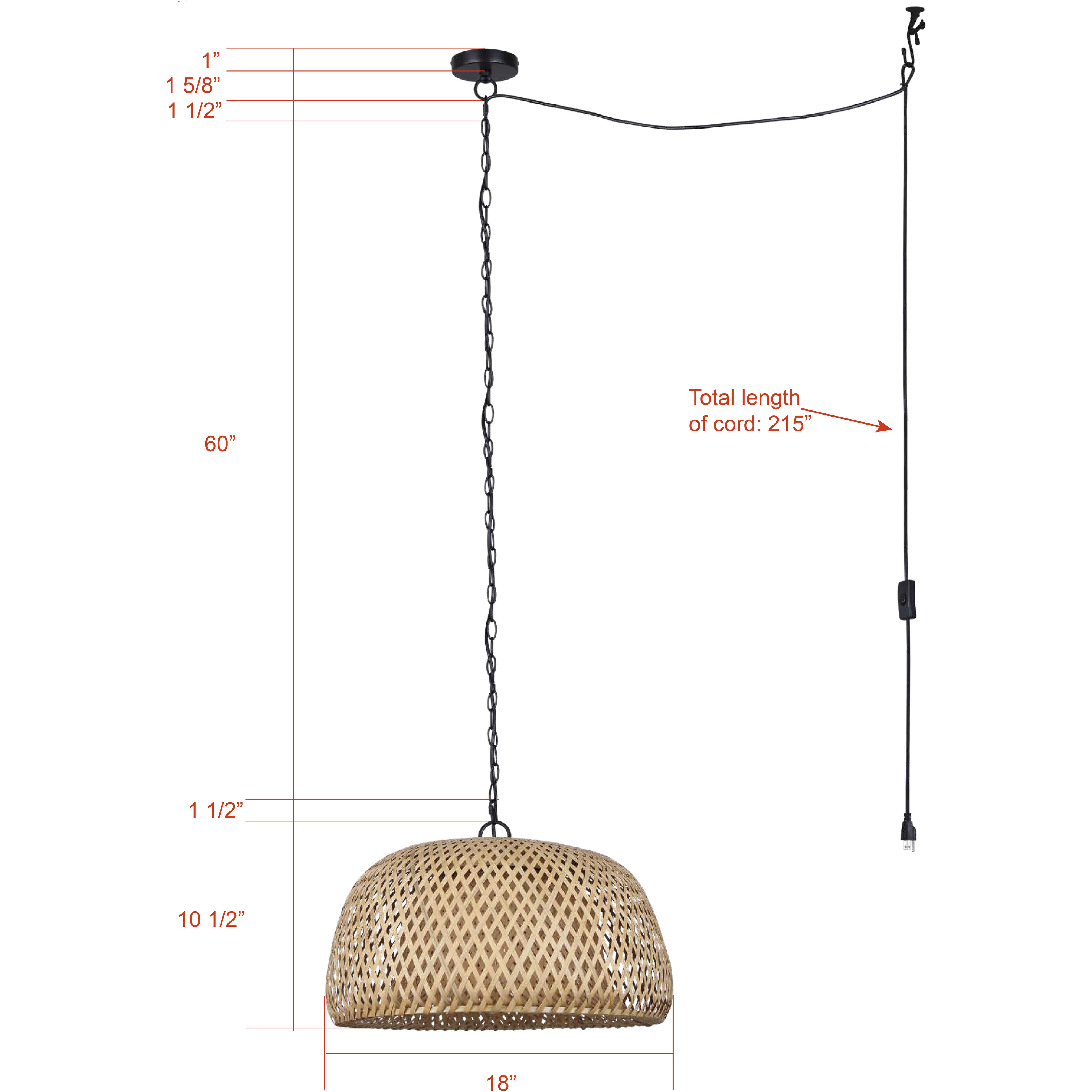 Hanoi 1 Light 18 inch Black Pendant Ceiling Light