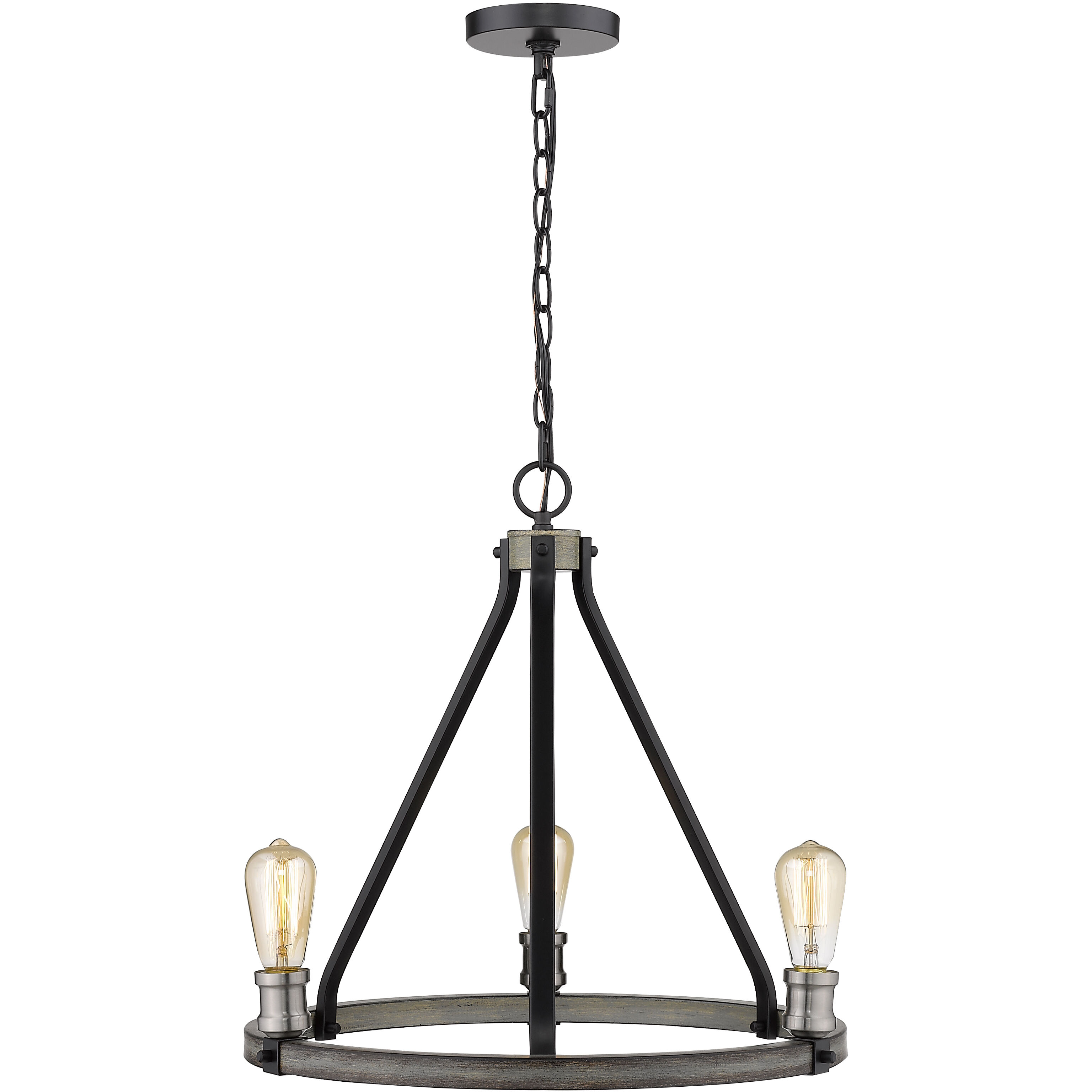 Kirkland 3 Light 20 inch Ashen Barnboard Chandelier Ceiling Light