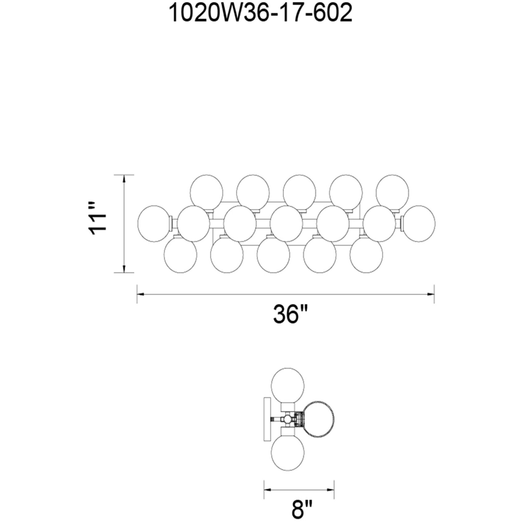 Arya 17 Light Black Wall Light