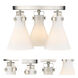 Newton Cone 3 Light 19.63 inch Satin Nickel Flush Mount Ceiling Light in Matte White Glass