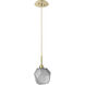 Gem LED 8.4 inch Gilded Brass Pendant Ceiling Light in 3000K LED, Smoke