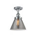 Ballston Large Cone 1 Light 8 inch Polished Chrome Semi-Flush Mount Ceiling Light in Plated Smoke Glass, Ballston