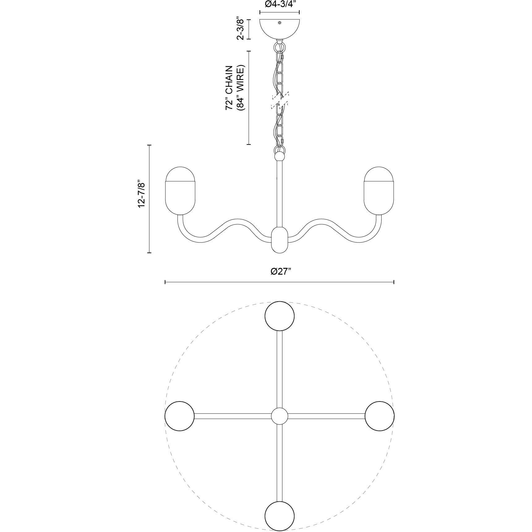 Alora Mood Effie 4 Light 27 inch Matte Black/Opal Glass Chandelier Ceiling Light