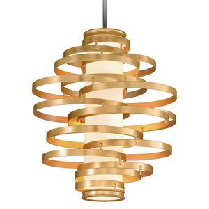 Vertigo LED 30 inch Gold Leaf with Polished Stainless Accents Pendant Ceiling Light