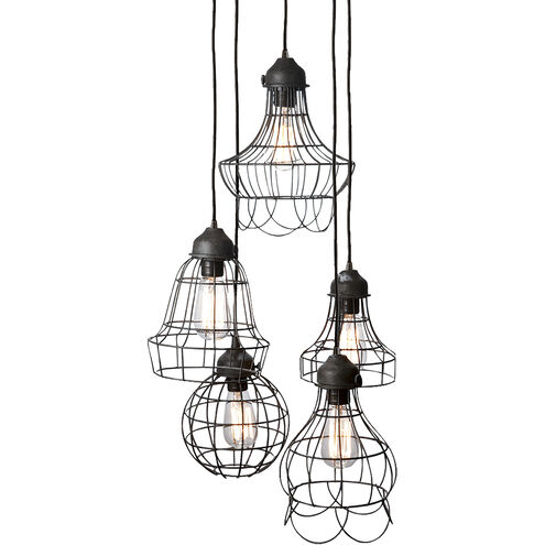 Wire 5 Light 6 inch Black Pendant Ceiling Light