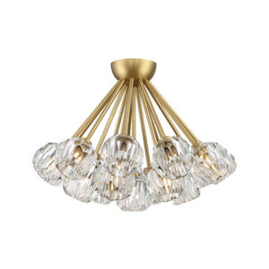 Parisian 18 Light 24 inch Aged Brass with Crystal Flush Mount Ceiling Light