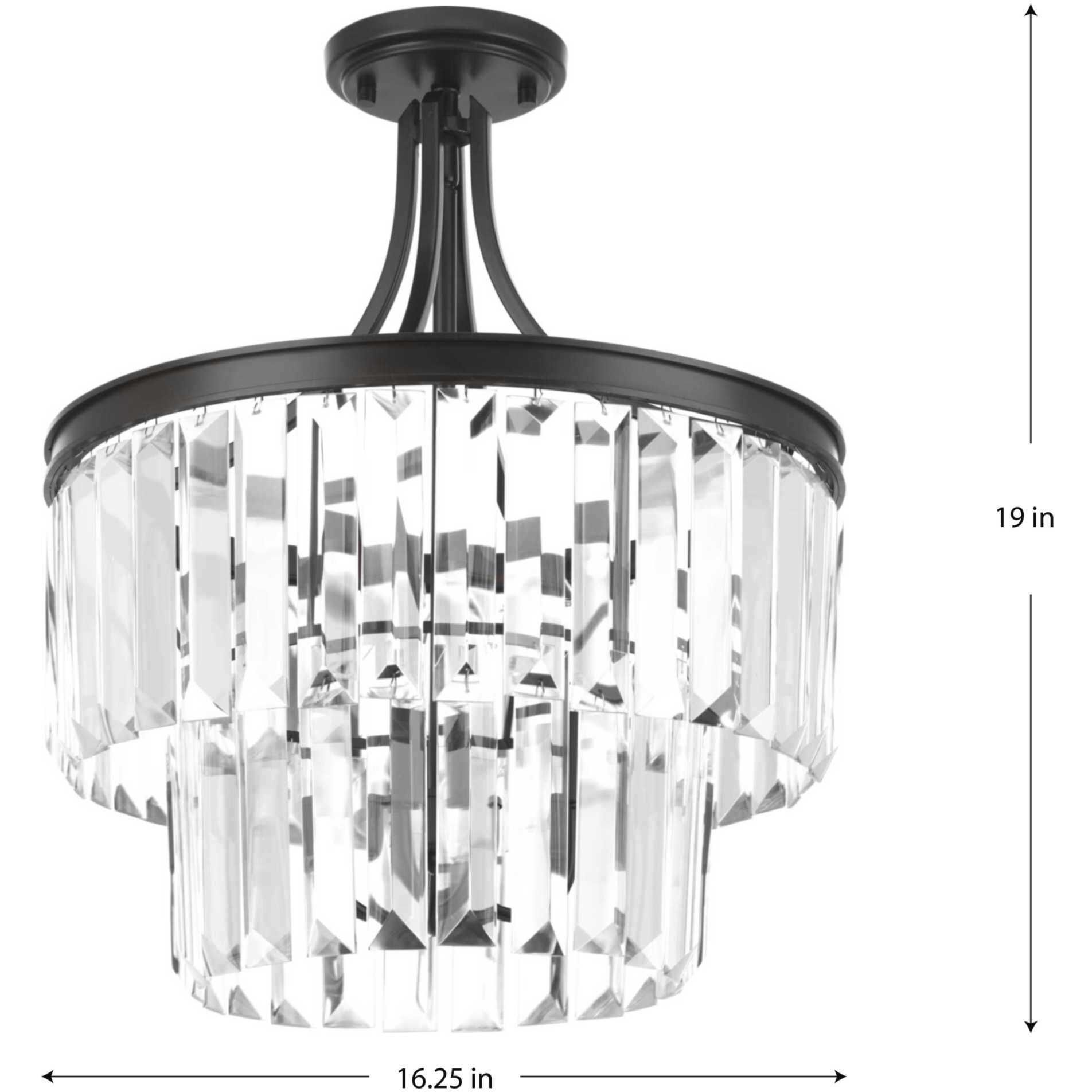 Glimmer 3 Light 16 inch Antique Bronze Semi-Flush Mount Convertible Ceiling Light, Design Series