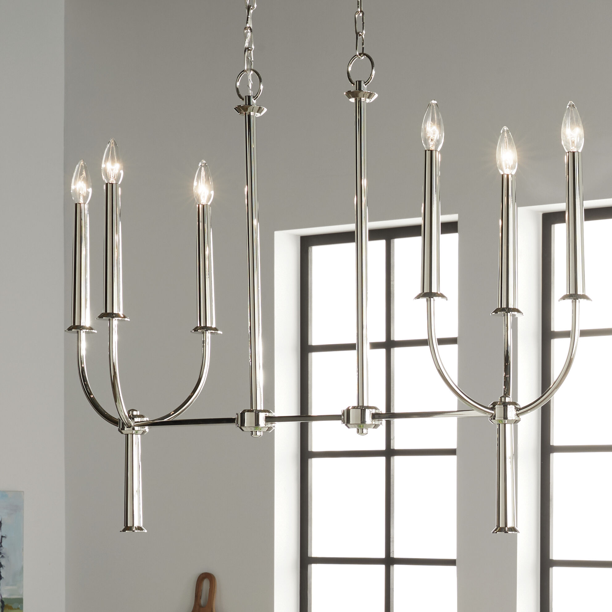 Florence 6 Light 10 inch Polished Nickel Chandelier Linear Ceiling Light