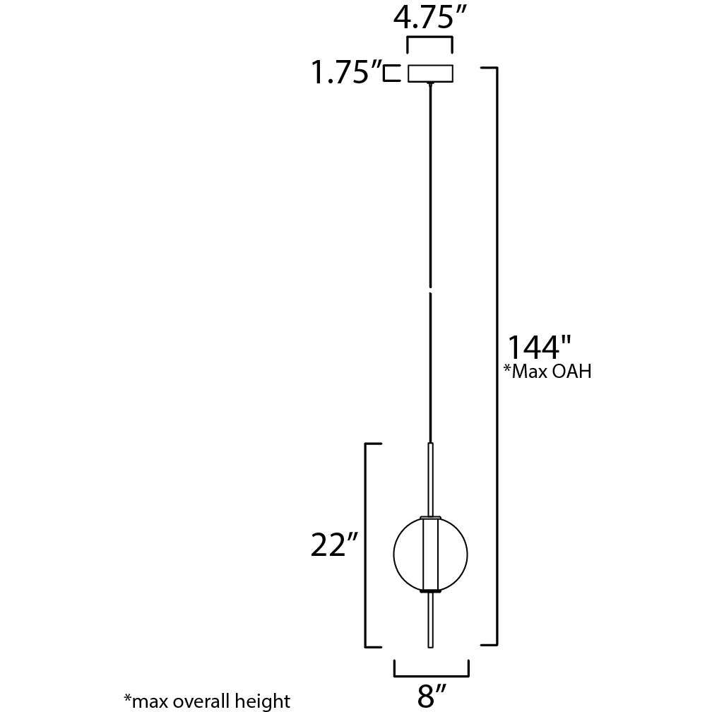 Axle LED 8 inch Gold Single Pendant Ceiling Light
