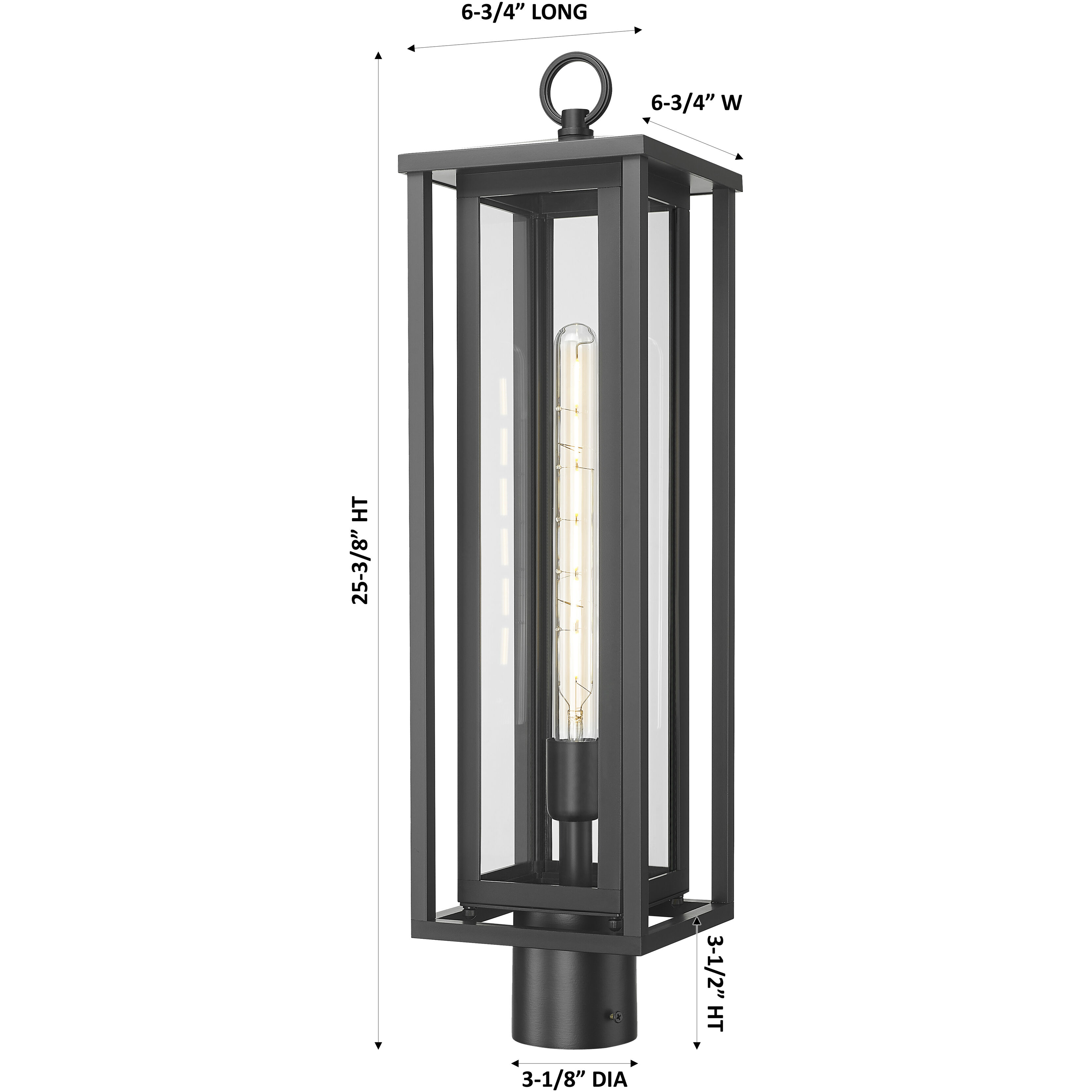 Ashland 1 Light 25.38 inch Matte Black Outdoor Post Lantern in Clear Glass