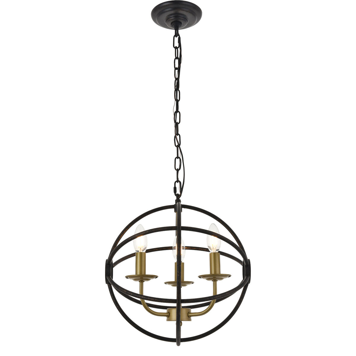 Octavia 3 Light 14 inch Brass and Dark Brown Pendant Ceiling Light