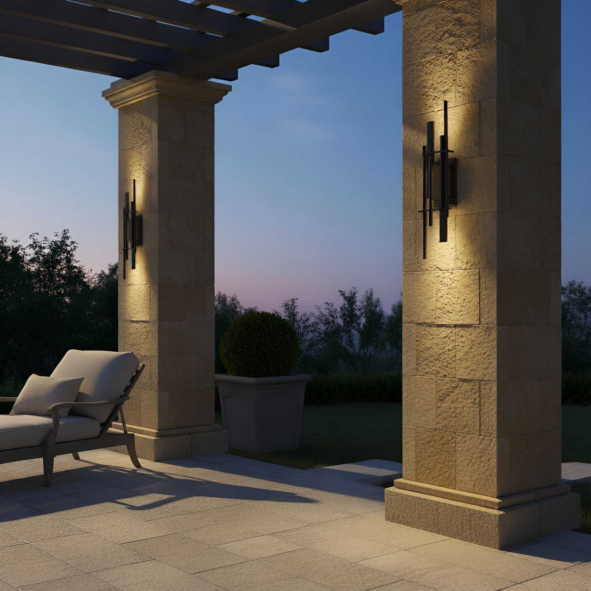 Newton LED 28 inch Earth Black Outdoor Wall Lantern