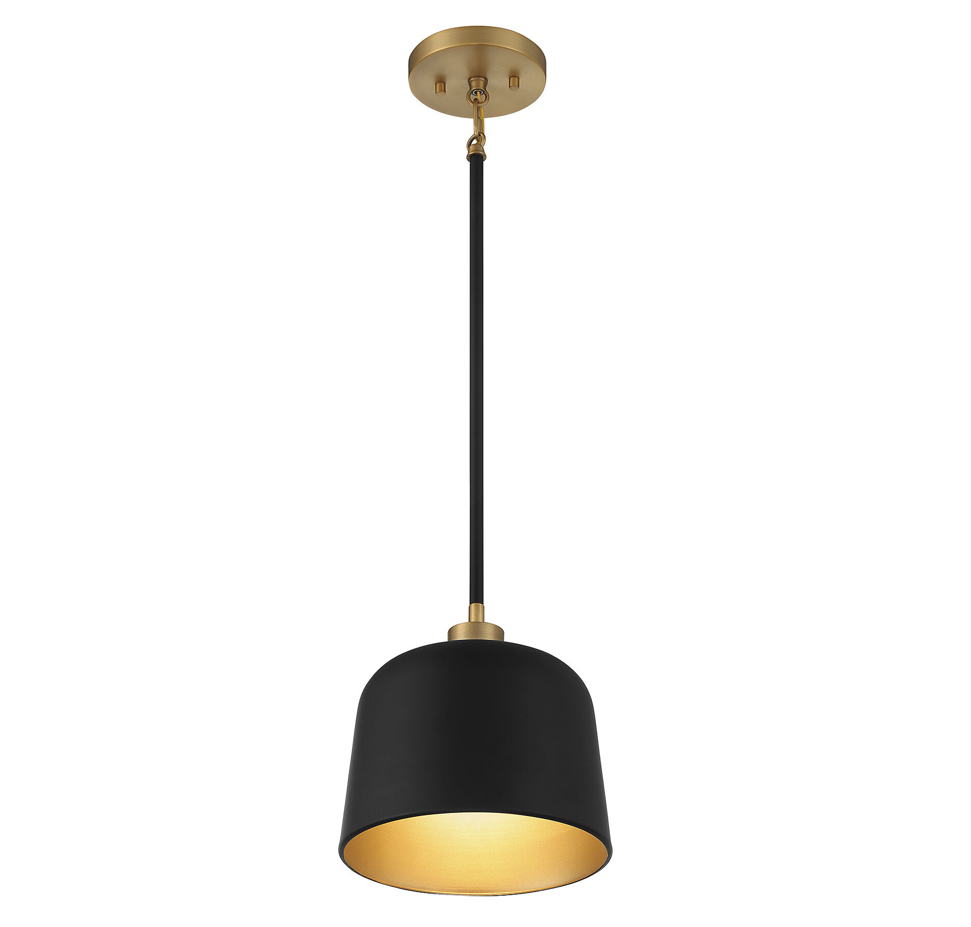 Vintage 1 Light 9 inch Matte Black with Natural Brass Pendant Ceiling Light
