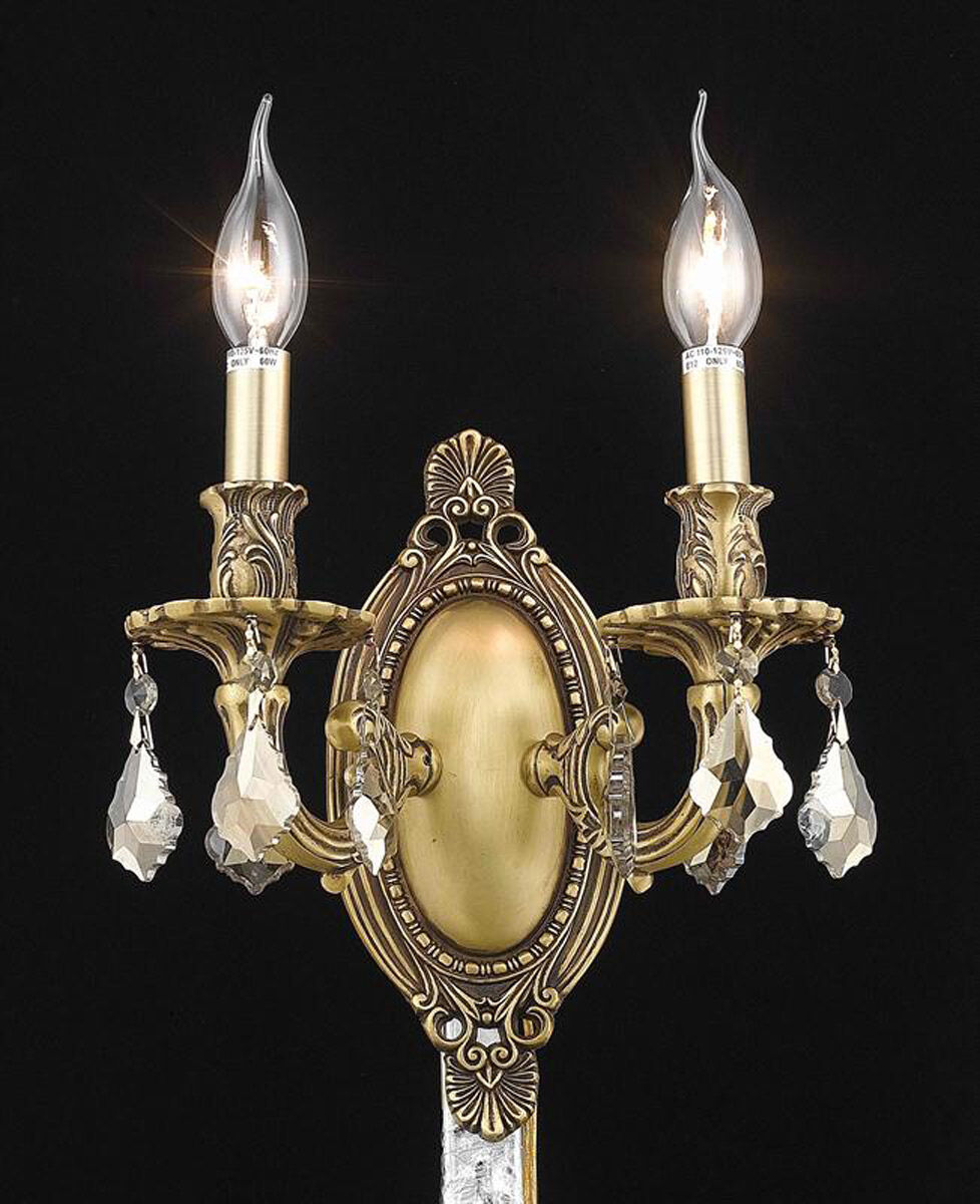 Rosalia 2 Light 9 inch French Gold Wall Sconce Wall Light in Golden Teak, Royal Cut