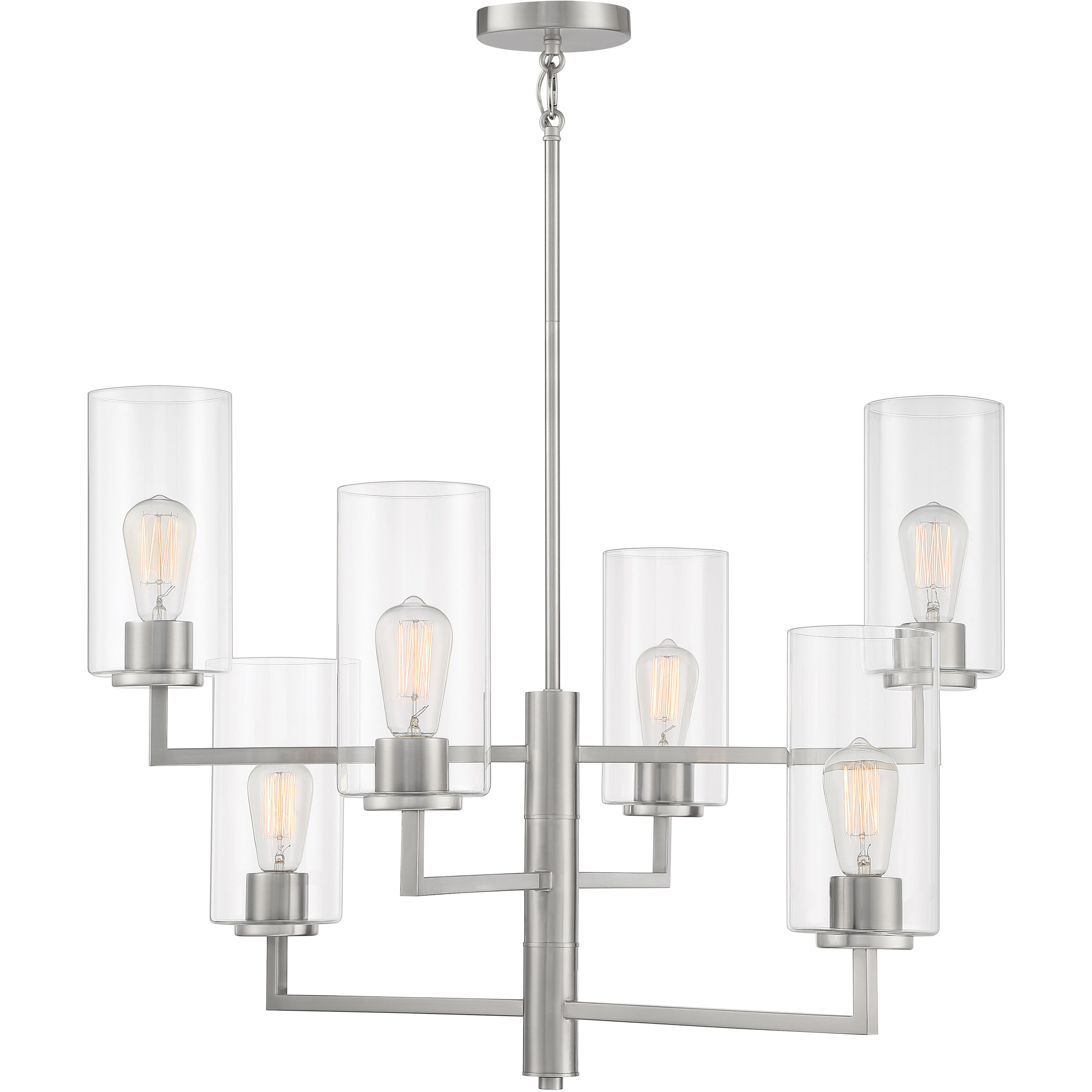 Acacia 6 Light 30 inch Brushed Nickel Chandelier Ceiling Light
