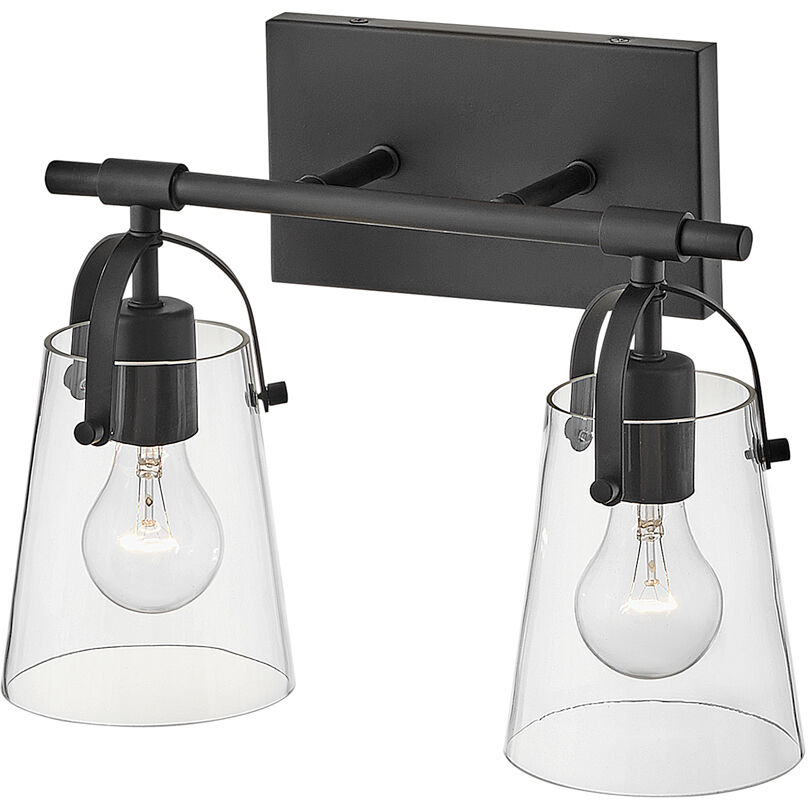 Foster 2 Light 13.75 inch Black Vanity Light Wall Light in Clear