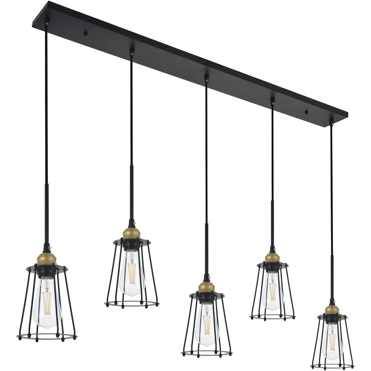 Auspice 5 Light 46 inch Brass and Black Pendant Ceiling Light