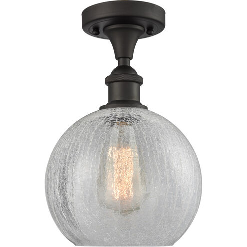 Ballston Athens LED 8 inch Oil Rubbed Bronze Semi-Flush Mount Ceiling Light in Clear Crackle Glass, Ballston