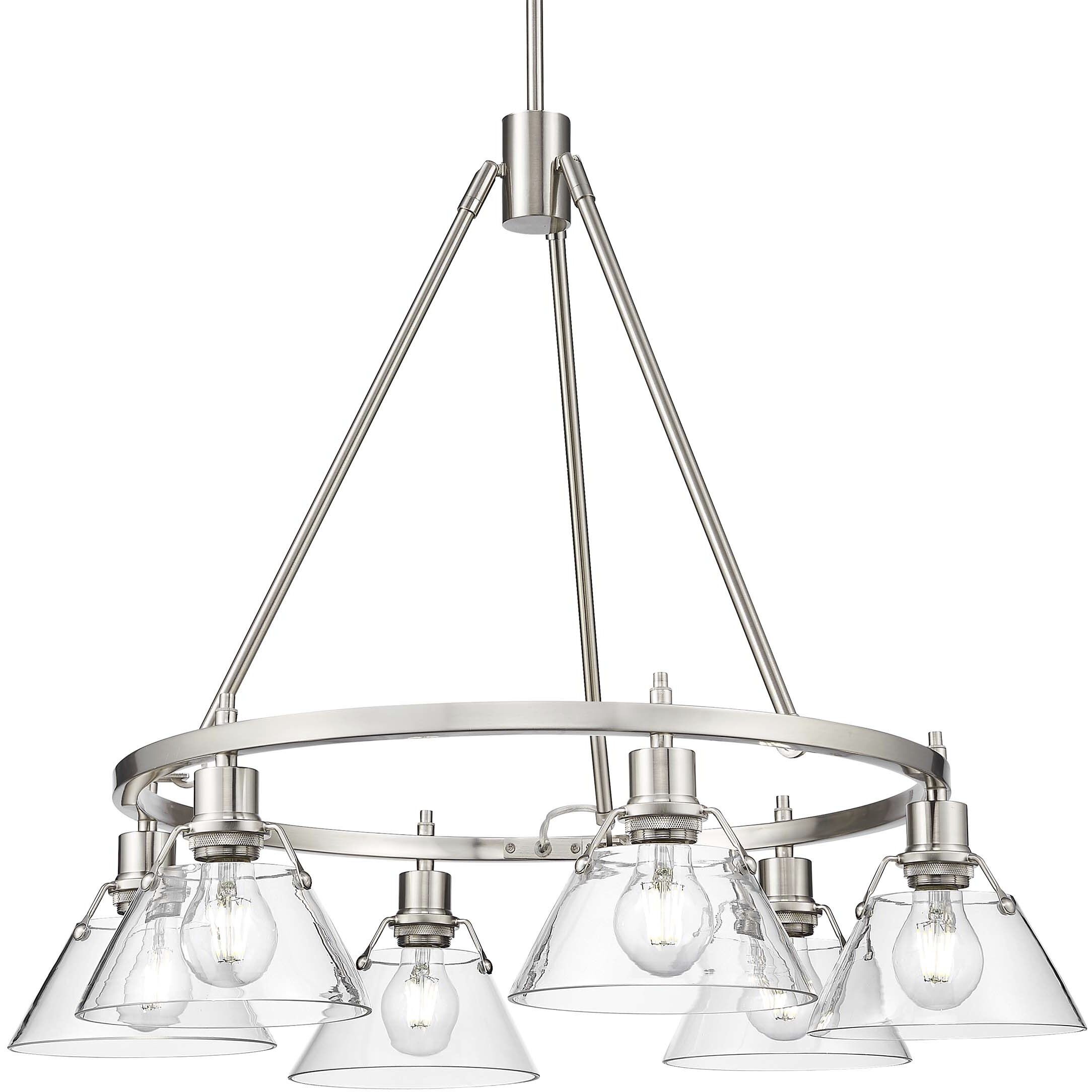 Yep Orwell 29 inch 60.00 watt Pewter Chandelier Ceiling Light in Clear Glass