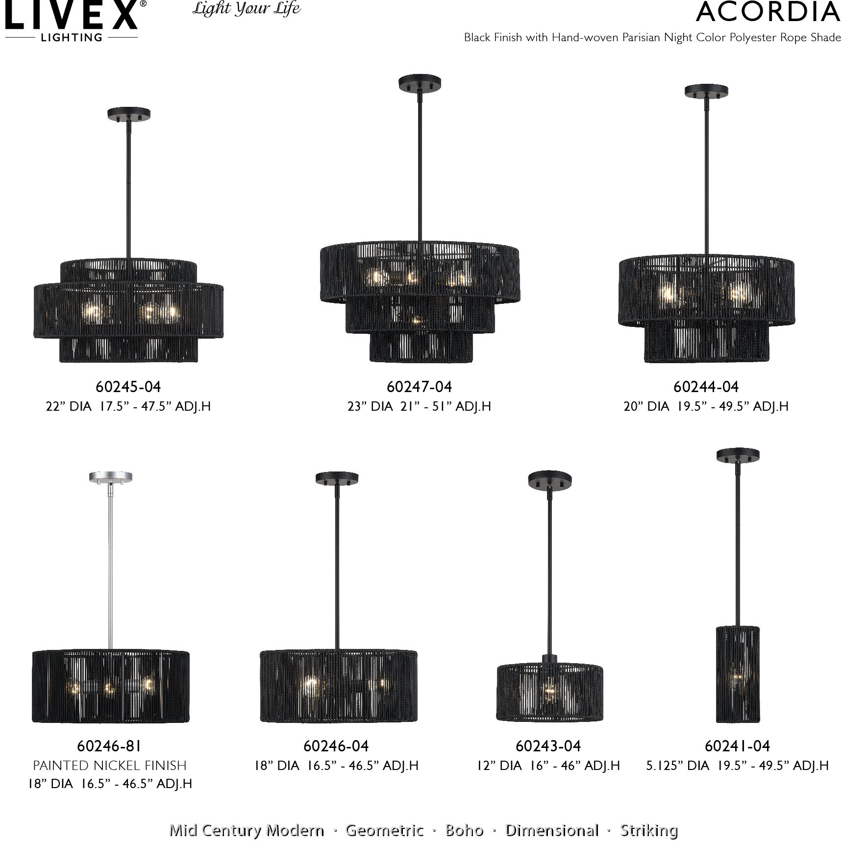 Acordia 6 Light 23 inch Black Pendant Chandelier Ceiling Light