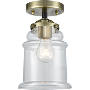 Nouveau Canton 1 Light 6 inch Black Antique Brass Semi-Flush Mount Ceiling Light in Clear Glass, Nouveau