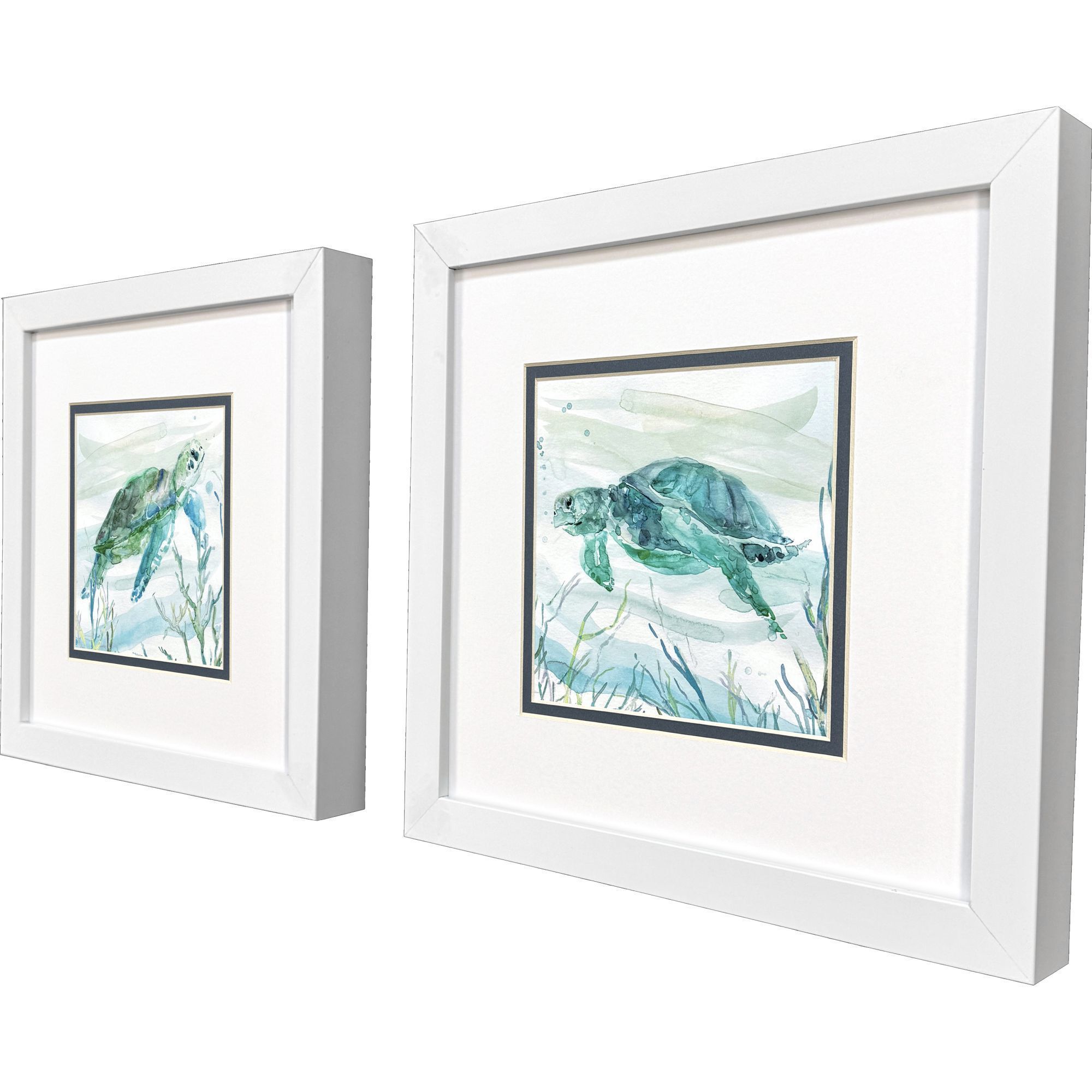 Tropical Current Blue and Green and Turquoise and White Framed Art, Propac