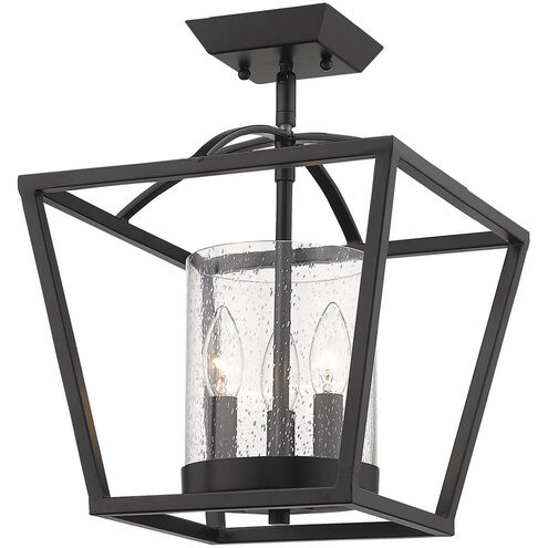 Mercer 3 Light 12 inch Matte Black Semi-flush Ceiling Light in Matte Black/Matte Black, Convertible