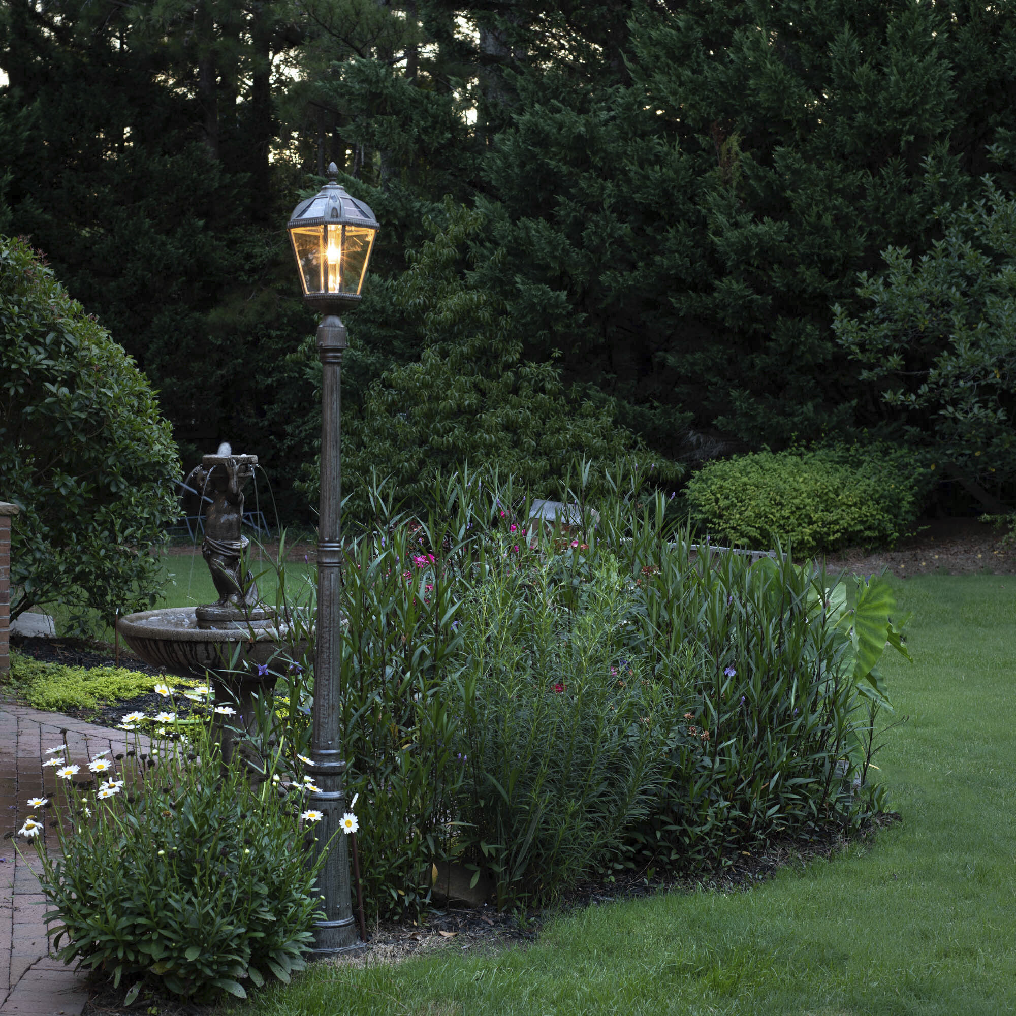 Royal LED 87 inch Weathered Bronze Lamp Post Set, Solar