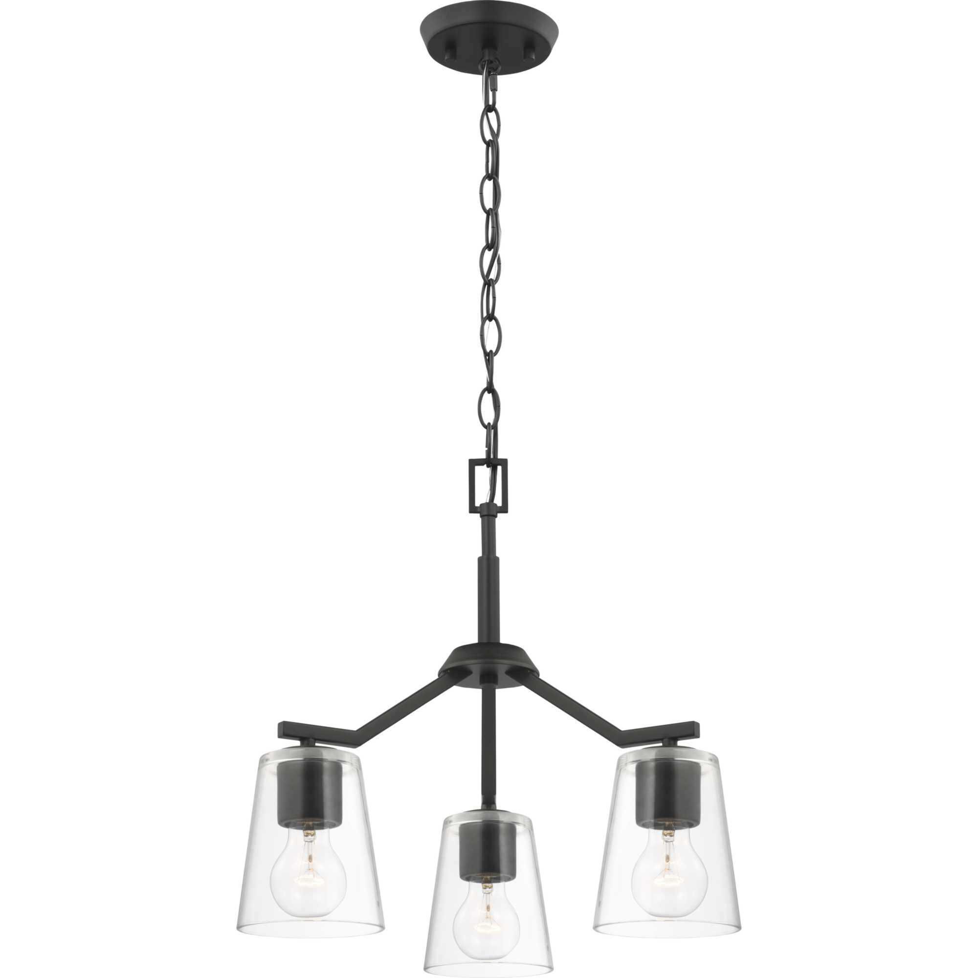 Vertex 3 Light 18 inch Matte Black Convertible Chandelier Ceiling Light