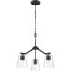 Vertex 3 Light 18 inch Matte Black Convertible Chandelier Ceiling Light