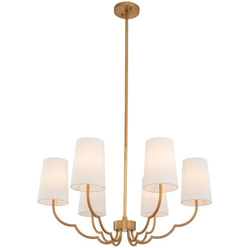 Sophia 6 Light 28 inch New Brass Chandelier Pendant Ceiling Light