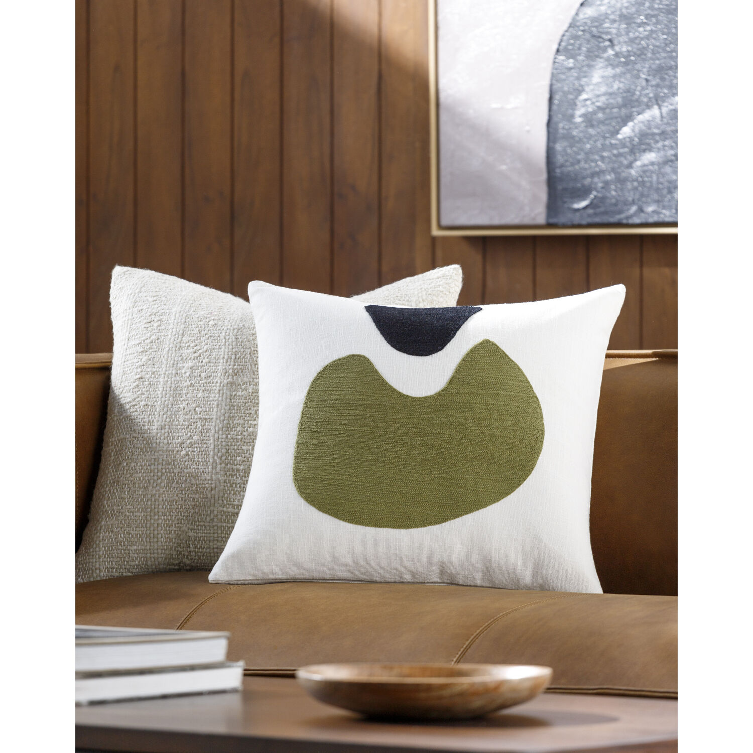 Surya JSW007 2222P Jason Wu 22 X 22 inch White Olive Black Accent Pillow