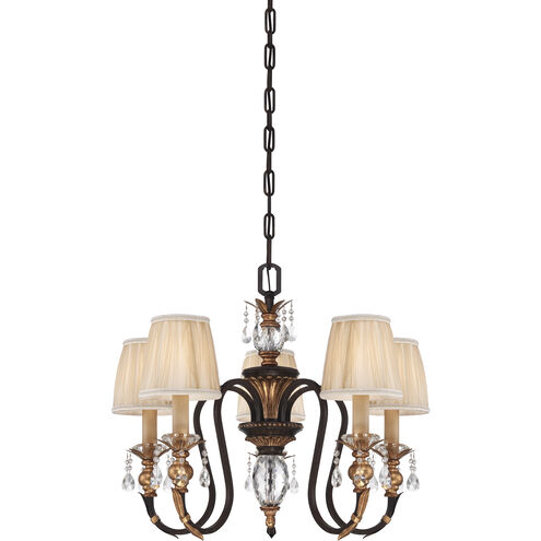 Bella Cristallo 5 Light 27.25 inch French Bronze with Gold Chandelier Ceiling Light