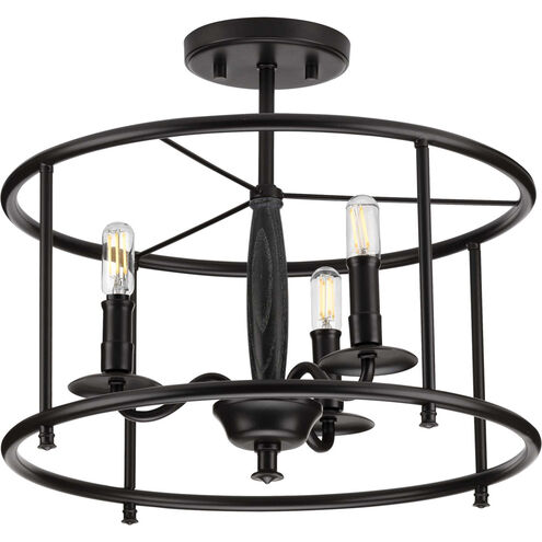 Durrell 3 Light 16 inch Matte Black Semi-Flush Mount Convertible Ceiling Light