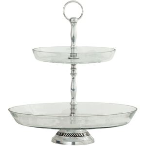 Evette 12 X 8 inch Silver with Clear Cake Stand