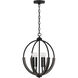 Clive 4 Light 15.5 inch Carbon Grey and Black Iron Pendant Ceiling Light