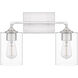 Prescott 2 Light 16 inch Brushed Nickel Bath Light Wall Light, Medium