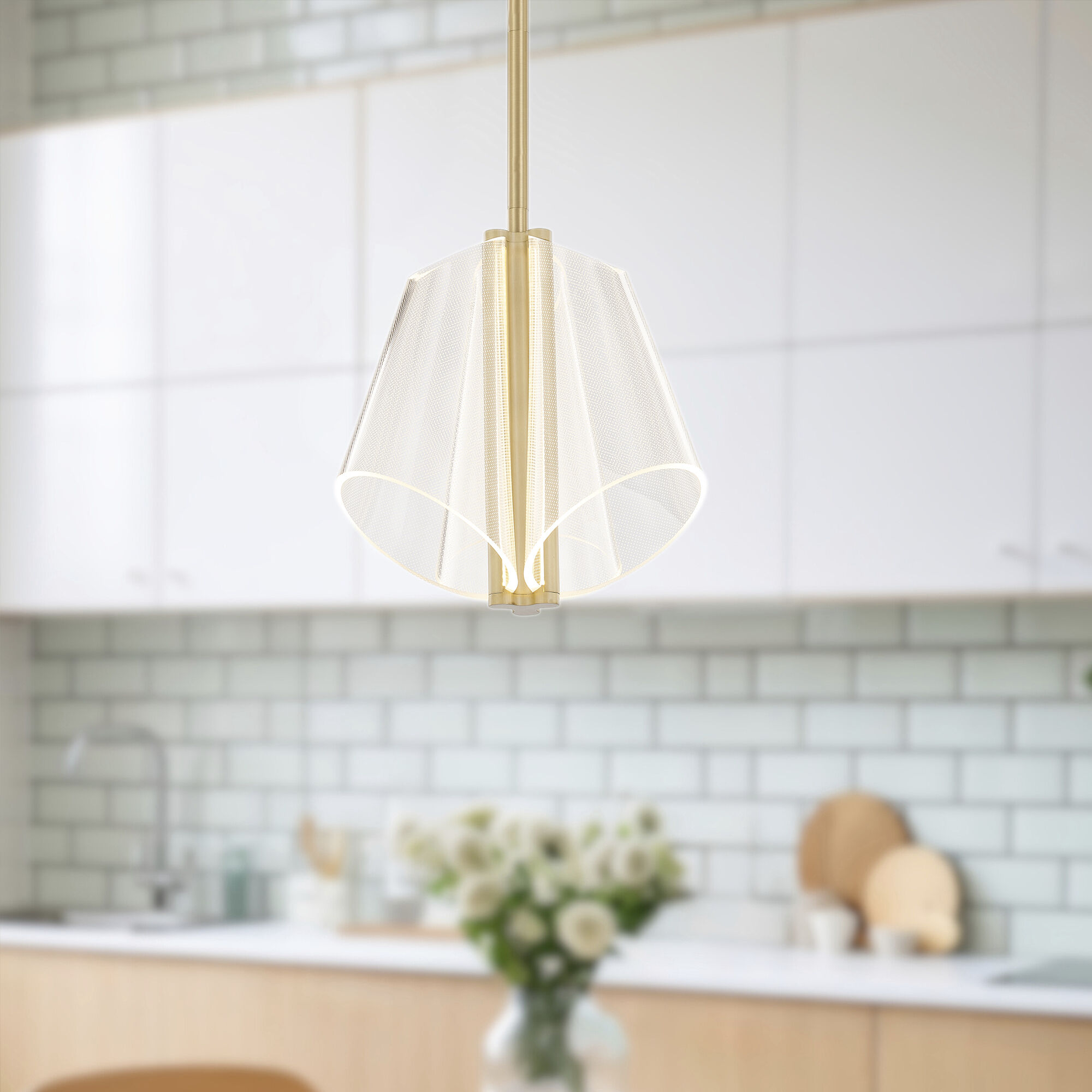 Mulberry LED 10.88 inch Brushed Gold and Light Guide Pendant Ceiling Light