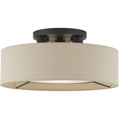 Ellsworth 3 Light 17 inch Bronze Semi Flush Mount Ceiling Light, Large