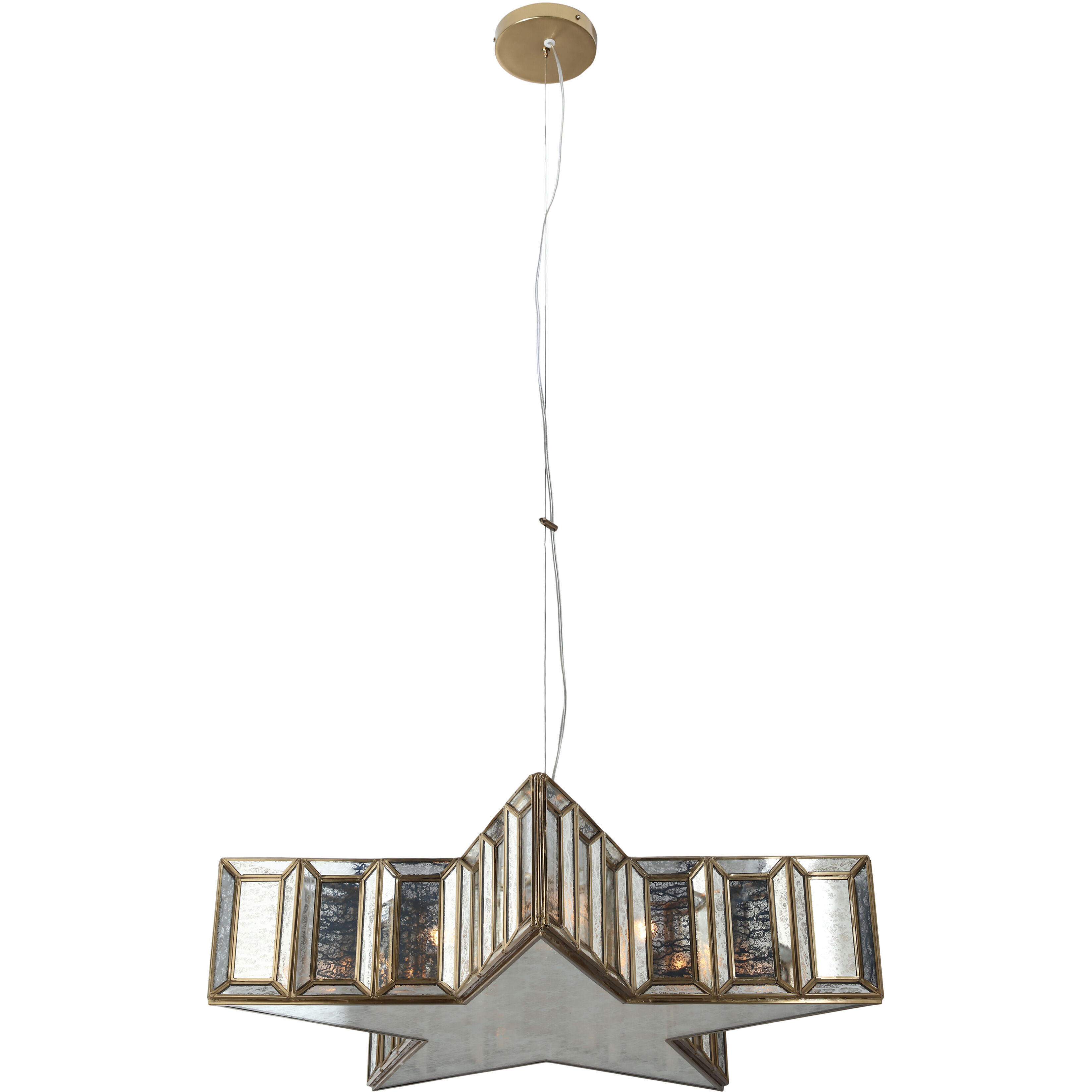 Lone Star 5 Light 26.8 inch Brass Antique Pendant Ceiling Light, Star