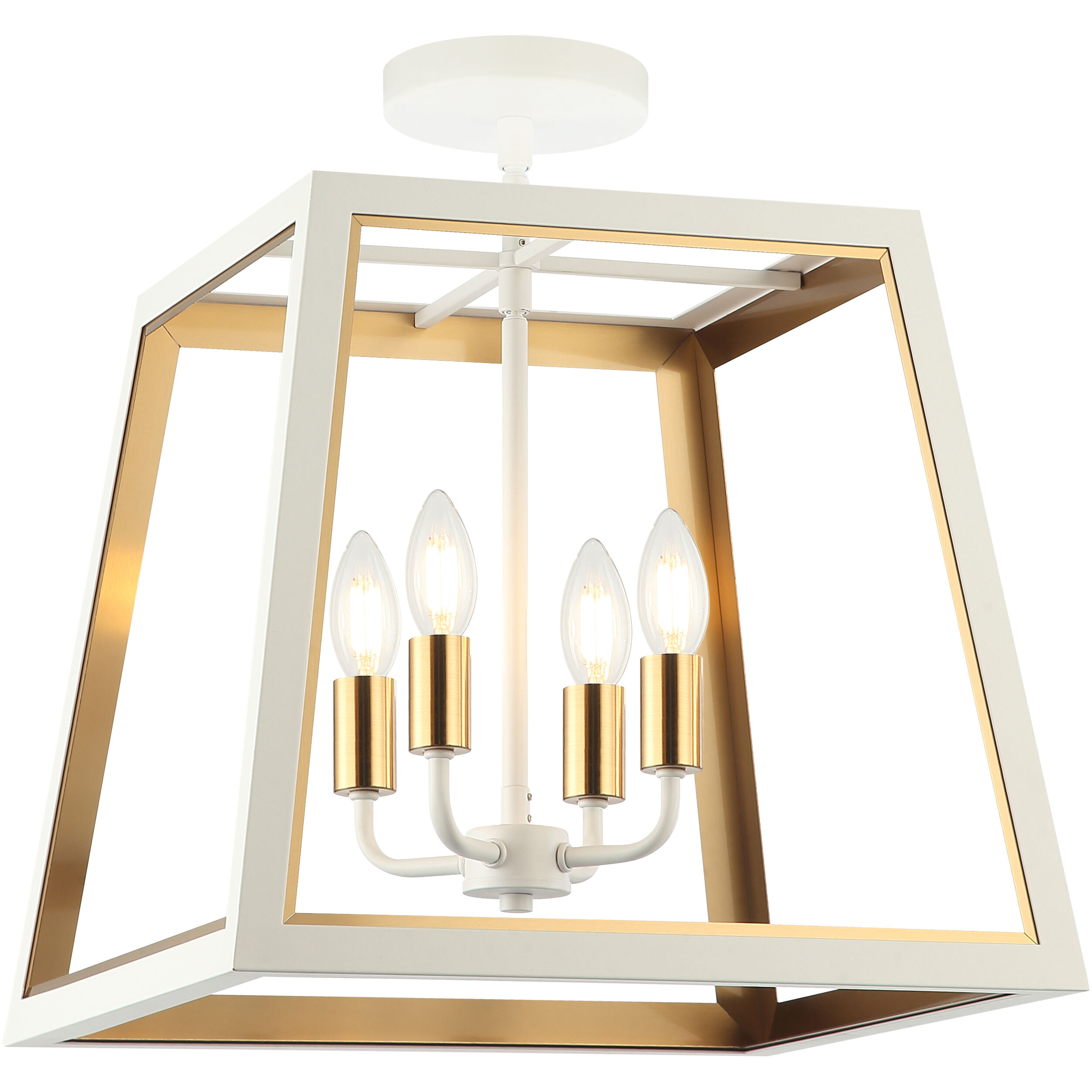 Rosalie 4 Light 16 inch White and Aged Gold Brass Flush Mount Ceiling Light