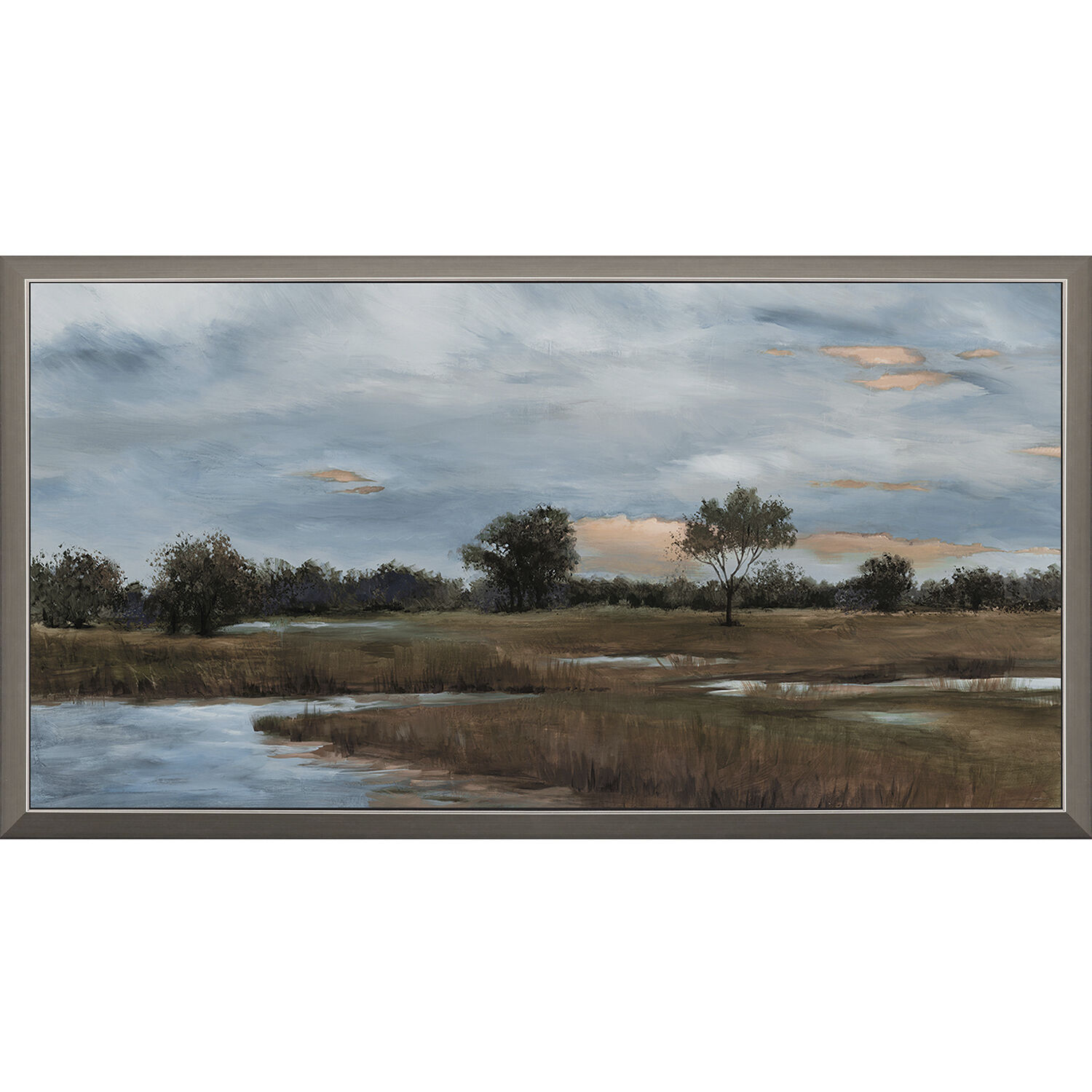 Waterside Brown and Blue and Beige Framed Art