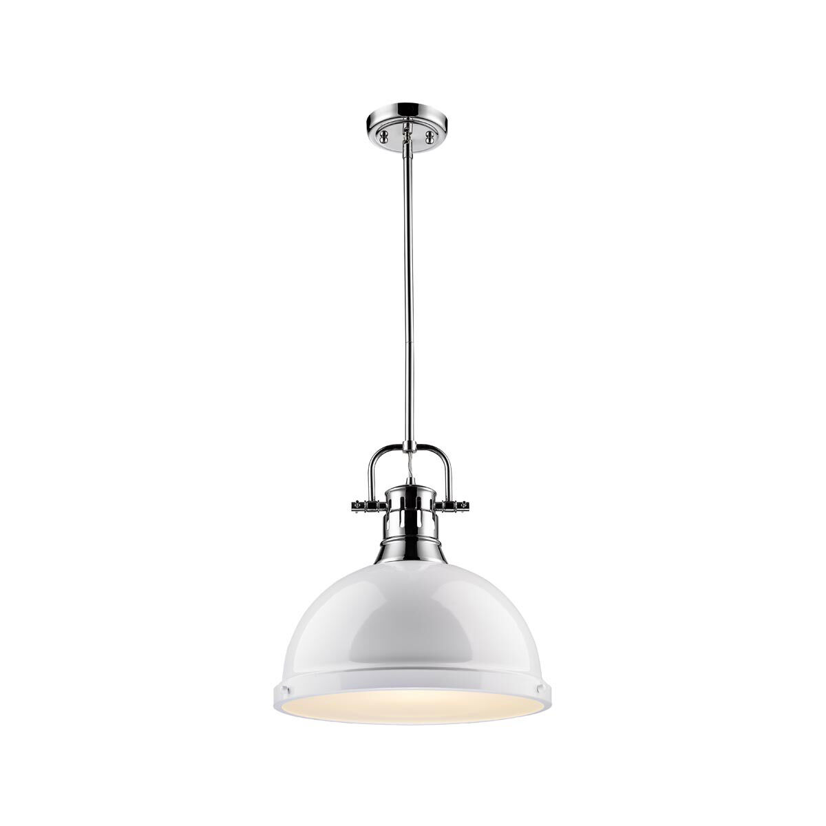 Duncan 1 Light 14 inch Chrome Pendant Ceiling Light in White Large