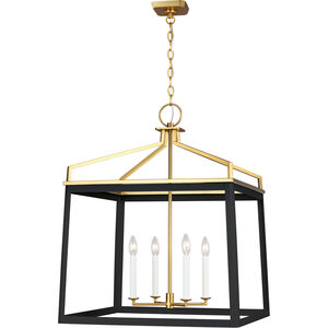 C&M by Chapman & Myers Carlow 4 Light 24 inch Midnight Black Chandelier Ceiling Light in Midnight Black / Burnished Brass