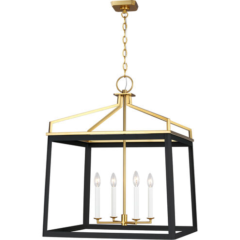 C&M by Chapman & Myers Carlow 4 Light 24 inch Midnight Black Chandelier Ceiling Light in Midnight Black / Burnished Brass