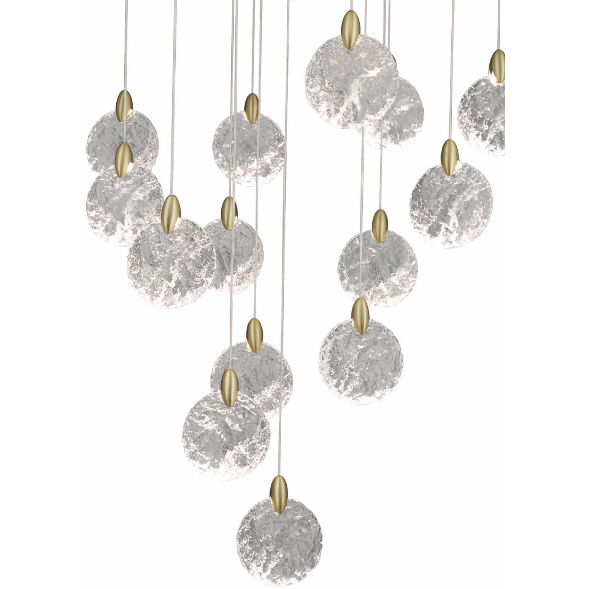 Snowflake LED 31.5 inch Matte Black and Satin Brass Chandelier Ceiling Light