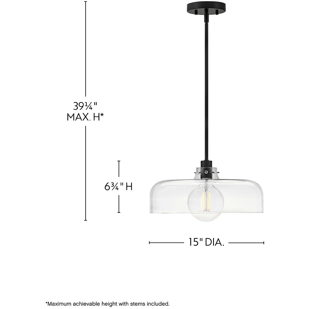 Maisie 1 Light 15 inch Black Pendant Ceiling Light in Clear