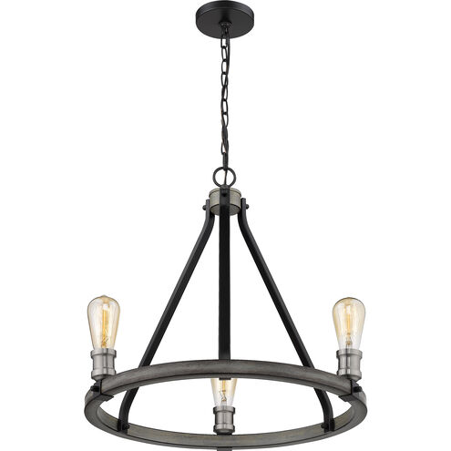 Kirkland 3 Light 20 inch Ashen Barnboard Chandelier Ceiling Light