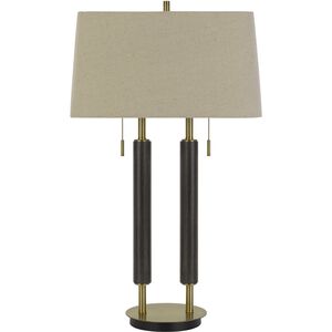 Avellino 32 inch 60 watt Espesso with Antique Brass Accents Desk Lamp Portable Light