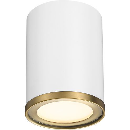 Arlo 1 Light 5.25 inch Matte White and Rubbed Brass Flush Mount Ceiling Light